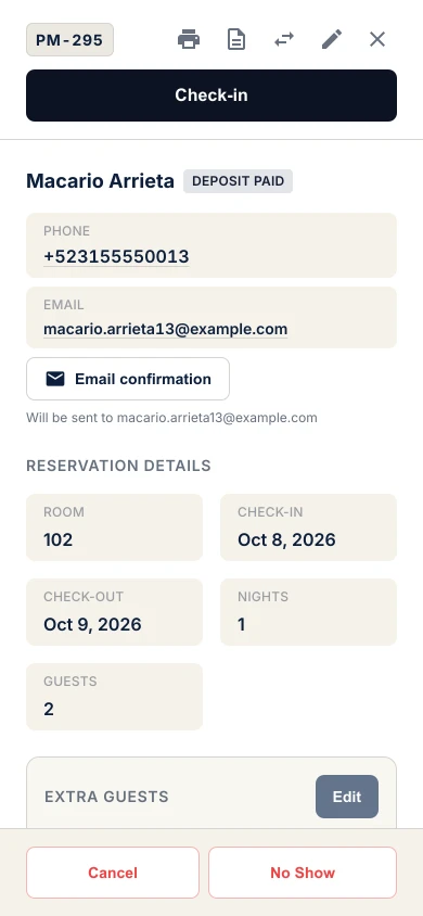 Checking a guest in from a phone with Suitera