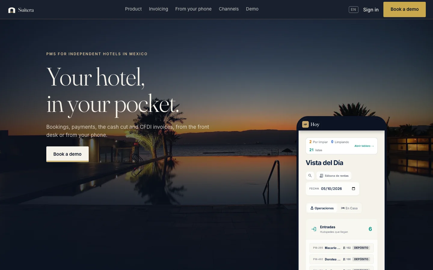 Suitera's website: your hotel, in your pocket